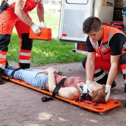 Water Floating Stretcher, PE Two-Fold Stretcher Weight Capacity 350lbs/159KG, Plastic Emergency Rescue Spine Board, Life Board with Seat Belt, First Responder Backboard