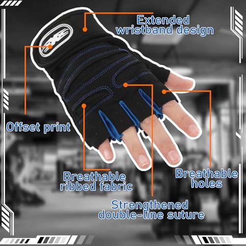 3 Pairs Weight Lifting Gloves for Men Women, Gym Workout Gloves with Full Palm Protection, Breathable Anti-Slip Fitness Glove for Training, Cycling, Pull-ups, Medium