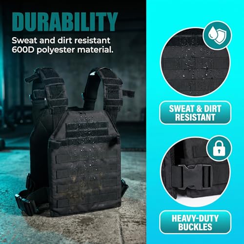 Adjustable Weighted Vest Fitness Sport Training Strength and Endurance Training,Quick Release with Molle for Running,Fitness Workouts