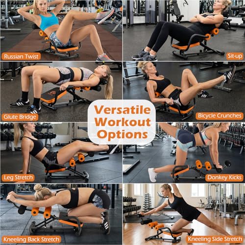 Goplus Ab Machine, Core Abdominal Trainer w/ 3-Position Adjustable Backrest, Foam Support, Ab Trainer Sit Up Bench Chair Ab Rocket Exercise Equipment for Home Gym Full-Body Workout