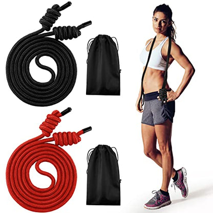 2 Pcs Flow Rope for Fitness Double Woven Workout Rope Adjustable Length Flow Jump for Working out Men Women Training Exercise Gym Indoor Outdoor Beginner, 9 ft