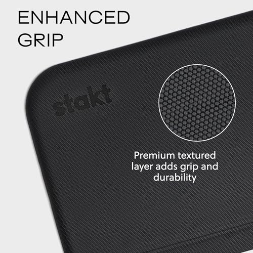 Stakt Foldable Yoga Mat Pro, 2 in 1 with Premium Textured Grip, Non Slip, Folding Exercise and Fitness Mat for Pilates, Strength Training, and High Impact Workouts - color: Black