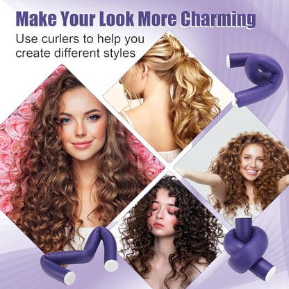 30Pcs Heatless Hair Curlers 7”x0.55“ Flexi Rods for Short Medium Long Hair - color: 7" x 0.55"