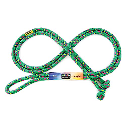 Just Jump It 8' Foot Single Jump Rope for Kids Women and Men - Active Outdoor Youth Fitness Excersing Equipment - Braided Nylon Gym Accessories - color: Green Confetti