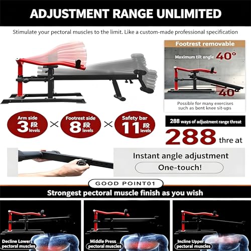 BARWING 3-in-1 Adjustable Bench Press (Flat/Incline/Decline), Independent Press Arms, 1900 LBS Weight Capacity, Foldable Home Gym Equipment for Chest, Abs & Shoulder Workouts