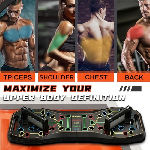 LALAHIGH Push Up Board,36 in 1 Home Gym Equipment with Ab Roller Wheel & Resistance Bands, Portable Foldable Workout Board for Full Body Strength Training Men Women,Gift for Boyfriend