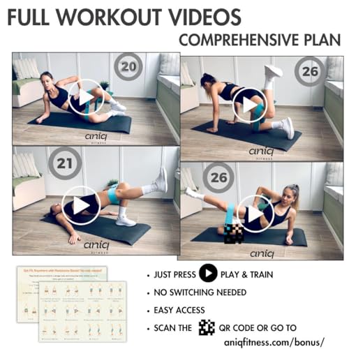 ANIQ® Fabric Resistance Bands – Non-Slip Booty Bands Set – 3 Levels for Legs, Glutes & Physical Therapy – Washable Cloth Loop Workout Exercise Equipment with Carry Bag, Headband for Pilates & Yoga