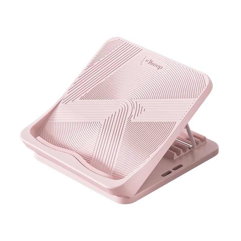Keep Compact Slant Board for Calf Stretching, 5-Level Adjustable ABS Incline Board, Portable Foot Stretcher for Ankle Mobility, Yoga & Home Fitness, Women Teens Beginners, Pink