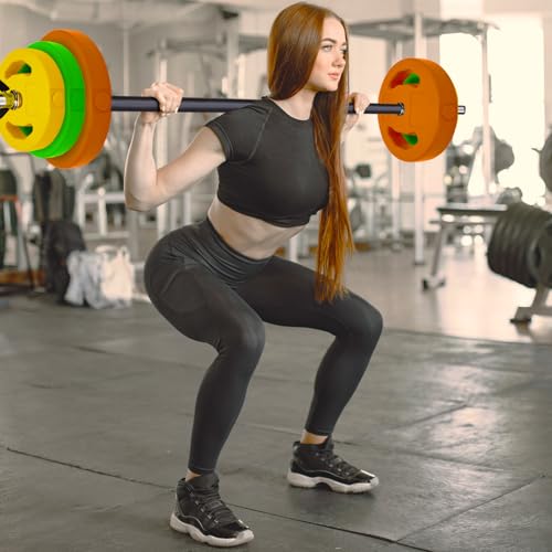 Hipicute Adjustable Barbell Set, 40LB, Black, PU, Padded Grip, 22LB Max Weight, Barbell, Black - color: Multi-color, size: 40LB