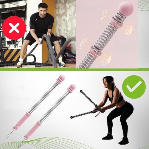 Ropeless Battle Rope Battle Ropes for Home Gym - 2PCS workout ropes with Non-Slip Handles, Durable Workout for All Fitness Levels (Pink)