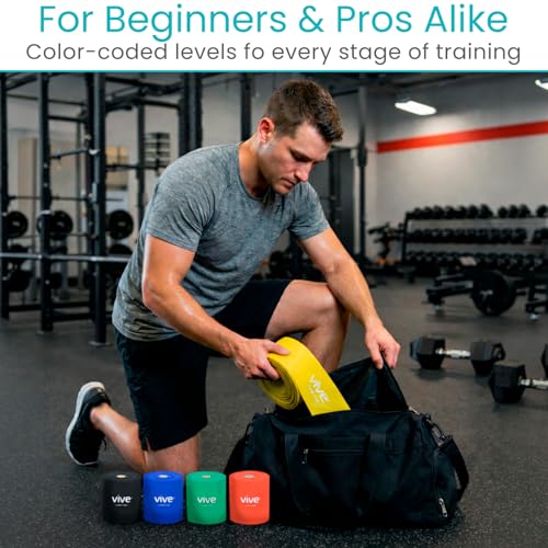 Vive Professional Resistance Bands - 25 Yard Non-Latex Roll for Physical Therapy, Lower and Upper Body Exercise Workout - Straight Elastic for Strength Training, Rehabilitation, Women, Men - color: Green