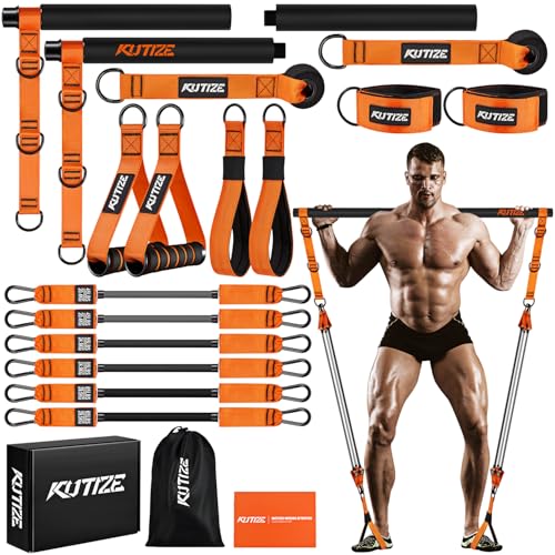 Pilates Bar Kit with Resistance Bands, Heavy Duty Pilates Equipment for Men, Training Bands with Handles for Legs, Hip, Back, Arm, Abs, Chest, Shoulders, Portable Home Gym Workout Equipment