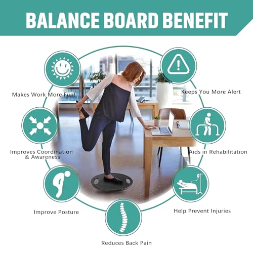 Wobble Balance Board Portable Balance Board with Handle for Balance Training and Core Trainer Balance Stability Trainer Healthy Material Non-Skid Bump Surface & Physical Therapy
