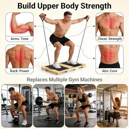 Wood Resistance Band Platform Base, Fitness Exercise Board Footplate for Home Gym Workout