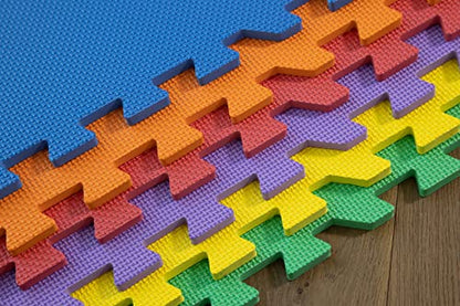 Interlocking Gym Floor Tiles 3/8 Inch – EVA Foam Puzzle Mats for MMA & Home Gym, Non‑Slip Exercise & Play Mat Set, Tatami Textured by Square Brands