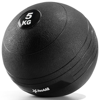 Yes4All XN4M Slam Ball, Medicine Ball, Smooth Surface, 11.0 lbs (5 kg), for Strength Training/Workout, Kilogram Notation Type