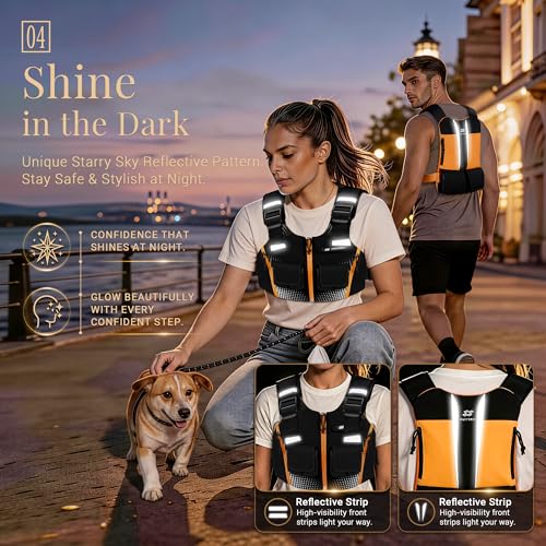 Fitness Equipment - Adjustable Weighted Vest, Workout for Walking, Running, Rucking, Strength Training & Cardio, Reflective Slim Fit for Women & Men, Home Gym Exercise Gift