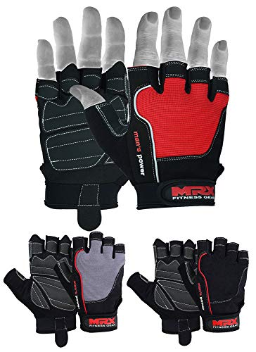 MRX Weightlifting Gloves for Men and Women Gym Workout Bodybuilding Strength Training Weight Lifting Grip Glove with Padded Palm - color: Red, size: Small
