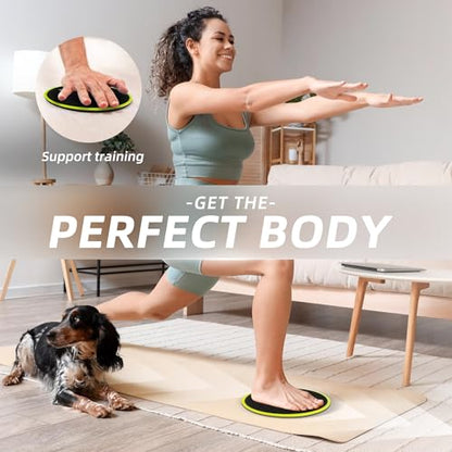 ZILLEEN Exercise Sliders for Working Out Fitness Discs for Pilates Women Men, 2 Pack - color: Yellow