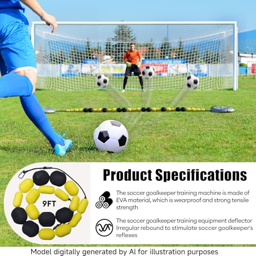 9-13 FT Single Line Goalkeeper Ball Deflector, Soccer Goalkeeper Training Equipment, Multiple Different Refraction Angles, Enhanced Reaction Time & Ball Control