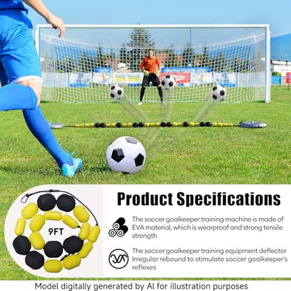 9-13 FT Single Line Goalkeeper Ball Deflector, Soccer Goalkeeper Training Equipment, Multiple Different Refraction Angles, Enhanced Reaction Time & Ball Control