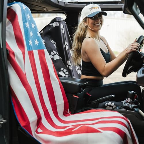 Sprints Athletic Running Towel, Full-Sized, Car Seat Cover - Performance Microfiber (American Flag) - color: American Flag
