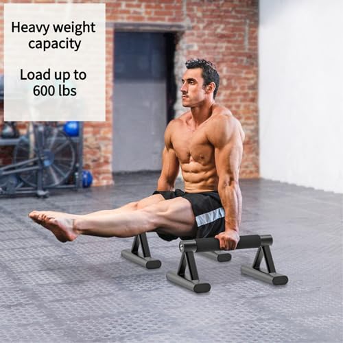 SELEWARE Wood Push Up Bars Steel Calisthenic Parallette Bars Handstand Bars - color: B: Foam Covered Grip (13.7"L x 6"H)