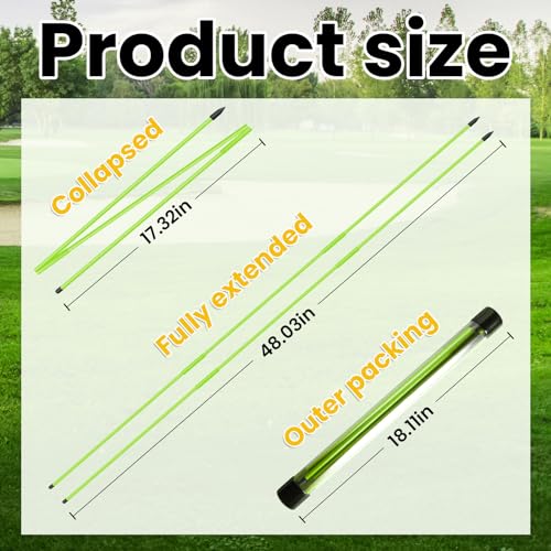 VEASAERS Golf Alignment Stick Training Aid Foldable Rods 2 Sticks with Cover, Practice Aid for Aiming Putting Swing Trainer Posture Corrector Indoor Outdoor
