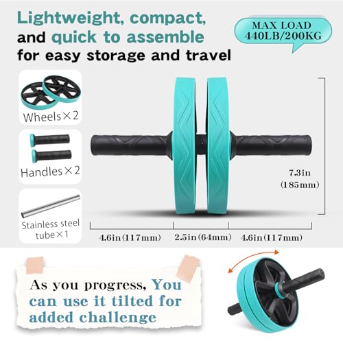 Ab roller wheel abdominal exercise core workout weight loss no noise easy to assembling light weight perfect home gym equipment for men & women