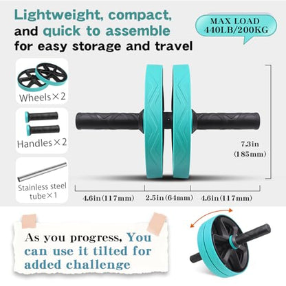 Ab roller wheel abdominal exercise core workout weight loss no noise easy to assembling light weight perfect home gym equipment for men & women