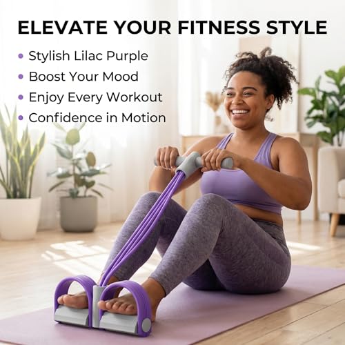 6-Tube Pedal Resistance Band with Handles, Multifunction Foot Pedal Resistance Band, Natural Rubber Fitness Band for Workout and Stretching, Abdomen, Waist, Arm, Leg(White)