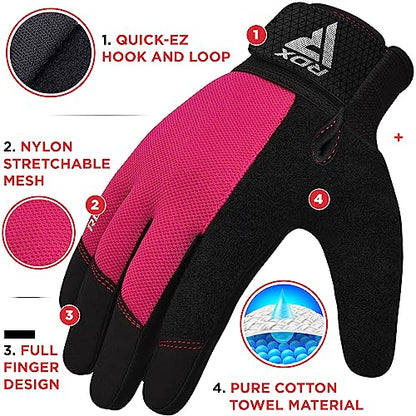 RDX Weight Lifting Gloves Gym Workout, Full Finger Touch Screen, Breathable Anti Slip Padded Palm Protection, Fitness Strength Training Powerlifting HIIT WOD Exercise, Men Women Home Gym Cycling - color: PINK, size: Small