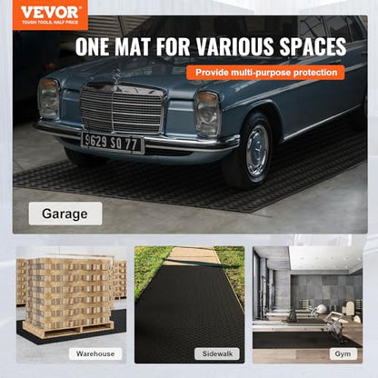 VEVOR Diamond-Plate Rubber Flooring Roll, 3 mm x 4 ft x 8 ft Floor Mat, SBR Rubber Roll, Easy to Clean, for Under Cars, Garage, Industry, Gym, Black - size: 96"L x 48"W x 0.12"Th