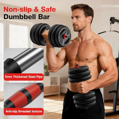 Adjustable Dumbbell Set, 20/30/45/70/90lbs Free Weight Set With Double Locknut, 5-in-1 Dumbbells Set Includes Barbell, Kettlebells, Push up Stand, Weight Plate, Fitness Exercise for Home Gym Suitable Men/Women - style: 20LB(10LB Pair)
