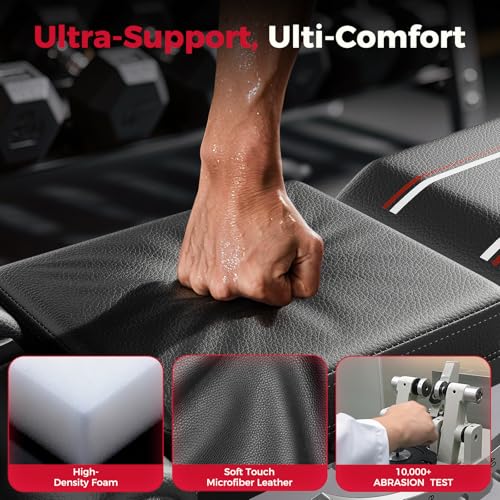 FLYBIRD Adjustable Weight Bench, Full Body Workout Bench for Home Garage Gym Strength Training, Incline Flat Decline for Sit Up Bench Press - color: black