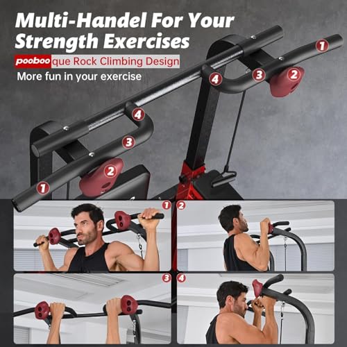 Pull Up Bar Power Tower Dip Station, 450LB Adjustable Home Gym Equipment - color: Black11