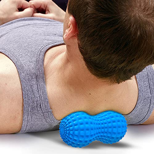 SELEWARE Peanut Massage Ball, Double Lacrosse Massage Roller Balls, Deep Tissue Massage Ball for Back, Neck, Shoulder, Spine, Legs, Hips, Peanut Roller Trigger Point Muscle Massage Relaxer (Blue) - color: Blue