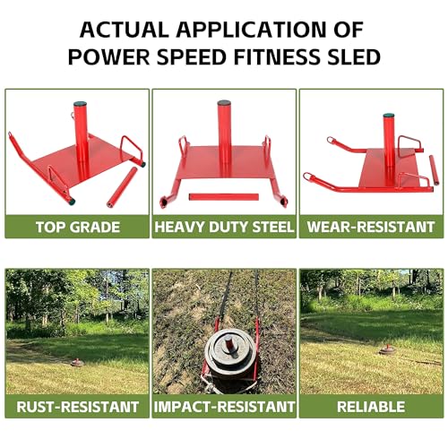 ECOTRIC Fitness Sled with Padded Harness for Athletic Exercise and Speed Improvement - Fits 1-2" Plates