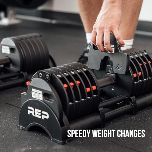 Rep Fitness Quickdraw Adjustable Dumbbells, Multiple weight ranges available including: 5-30, 5-40,5-50 and 5-60 lbs - style: 5-30 lbs