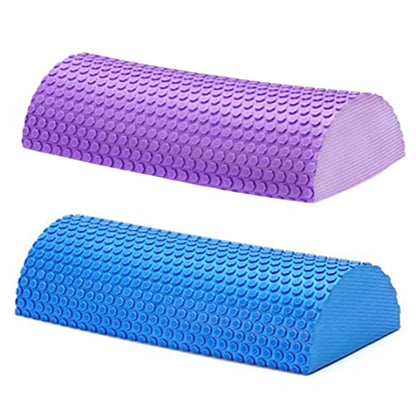 Half Round Foam Roller, Yoga Foam Roller for Pain Relieved, Muscle Massage, Physical Therapy (Blue)