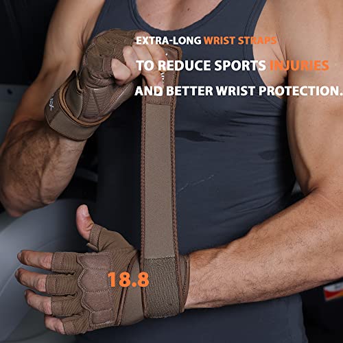 Workout Gloves for Men - Gym Weight Lifting Padded Gloves with Wrist Wrap Support, Full Palm Protection & Silicone Grip Gym Gloves, Exercise, Cross Training, Fitness, Pull-up