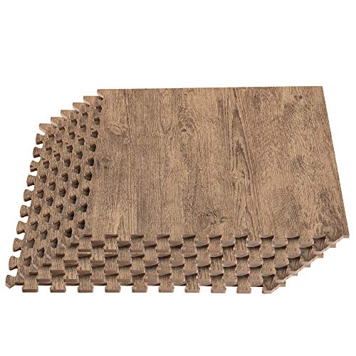 Forest Floor Farmhouse 3/8 Inch Thick Printed Foam Tiles, Premium Wood Grain Interlocking Foam Floor Mats, Anti-Fatigue Flooring – Stylish Flooring Solution - color: Barnwood Brown, style: 48 Square Feet (12 Tiles)