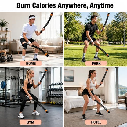 Ropeless Battle Ropes for Home Gym, Portable Cordless Battle Ropes with Variable Resistance for Men & Women Full Body HIIT Cardio & Arm Strength Training Fitness Exercise