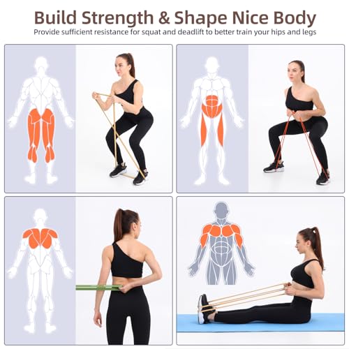 Sportneer Resistance Bands for Working Out: Pull Up Bands 5-130lb 5 Levels Exercise Bands Workout Bands Set with Handles & Door Anchor Pull Up Assist Bands for Men Women Resistance Training