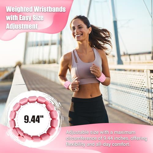 Pilates Wrist Weights for Women, Wearable Strong Magnetic Arm & Leg Weights Set of 2(1 lb Each), Adjustable Wrist Weights for Walking, Yoga, Strength Training, Swimming, Running & Jogging - color: Pink
