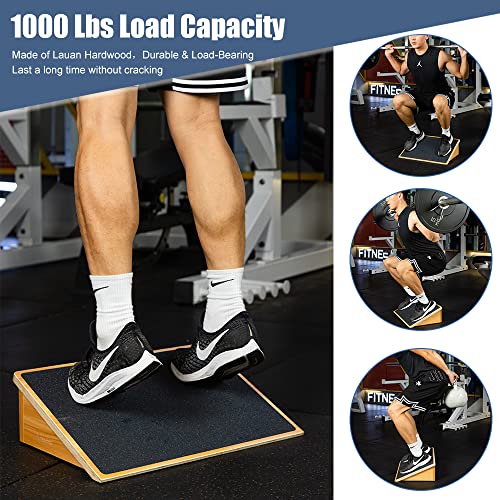 StrongTek Slant Board for Squats & Knee Training, Heavy-Duty Incline Board with Non-Slip Surface, Fixed 25° Wooden Stretch Board, 1000 Lbs Capacity