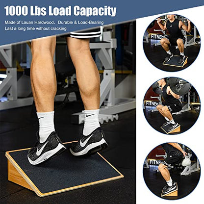 StrongTek Slant Board for Squats & Knee Training, Heavy-Duty Incline Board with Non-Slip Surface, Fixed 25° Wooden Stretch Board, 1000 Lbs Capacity