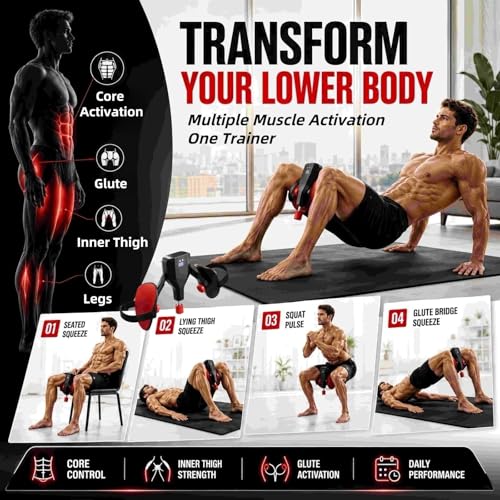 Thigh Trainer Master for Women & Men, Kegel Master & Pelvic Floor Trainer, Inner Thigh Exerciser, 22-77lbs Resistance, Glute & Hip Toner, Home Workout Equipment with Bands, Fitness for Home & Travel