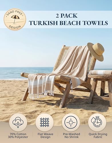 LANE LINEN Oversized Beach Towels, Super Absorbent, Travel Towel - Beige - color: 02: Beige, size: Pack of 2