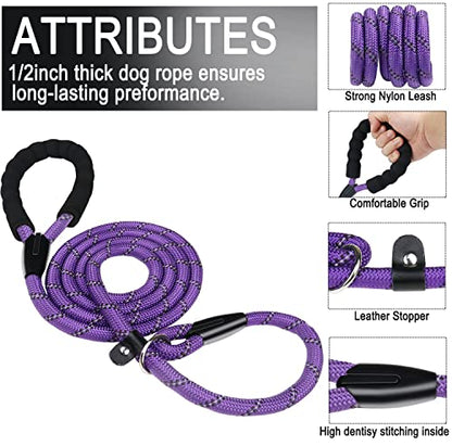 Dog Leash,6 FT Heavy Duty Dog Leashes with Comfortable Padded Handle,Purple - color: Purple, size: 6 Feet x 1/2 Inch